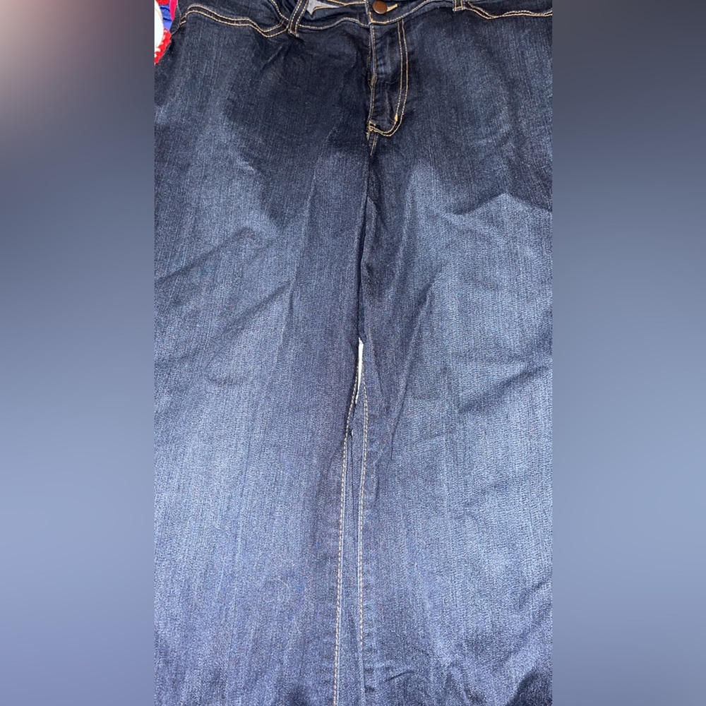 Dark wash flare denim